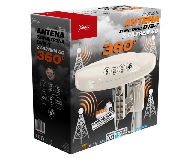 XENIC ANTENA ZEWNĘTRZNA WIELOKIERUNKOWA ARKAS DVB-T z LTE AV9003C - 1464955 - zdjęcie 3